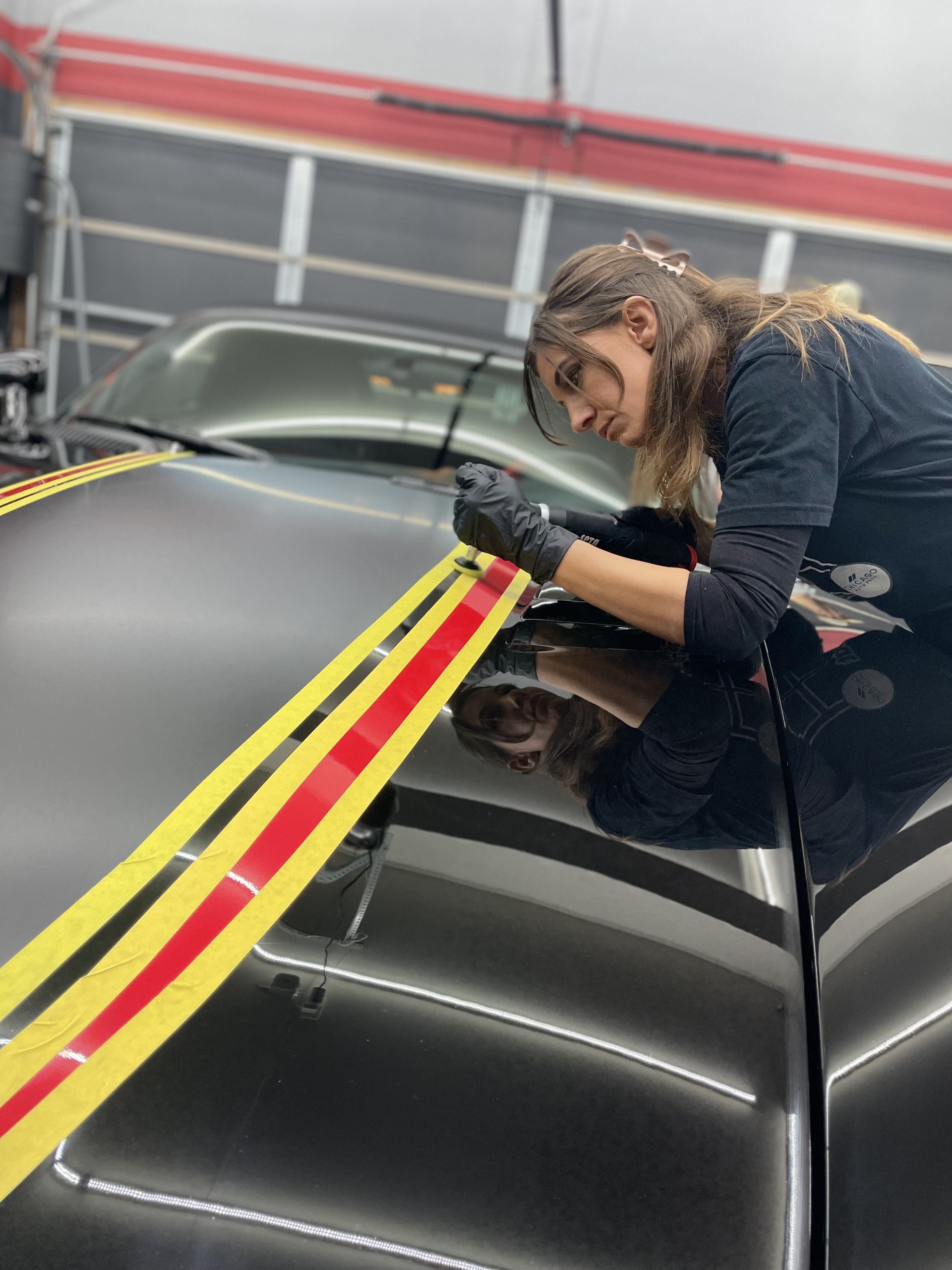 Paint correction and polishing on black vehicle finish